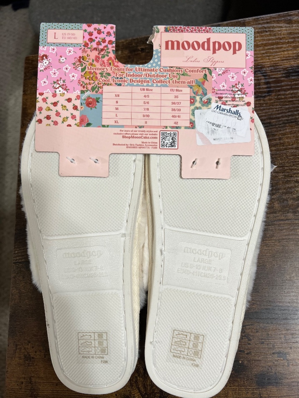 Ladies White and Pink Moodpop Slippers - Picture 5 of 7